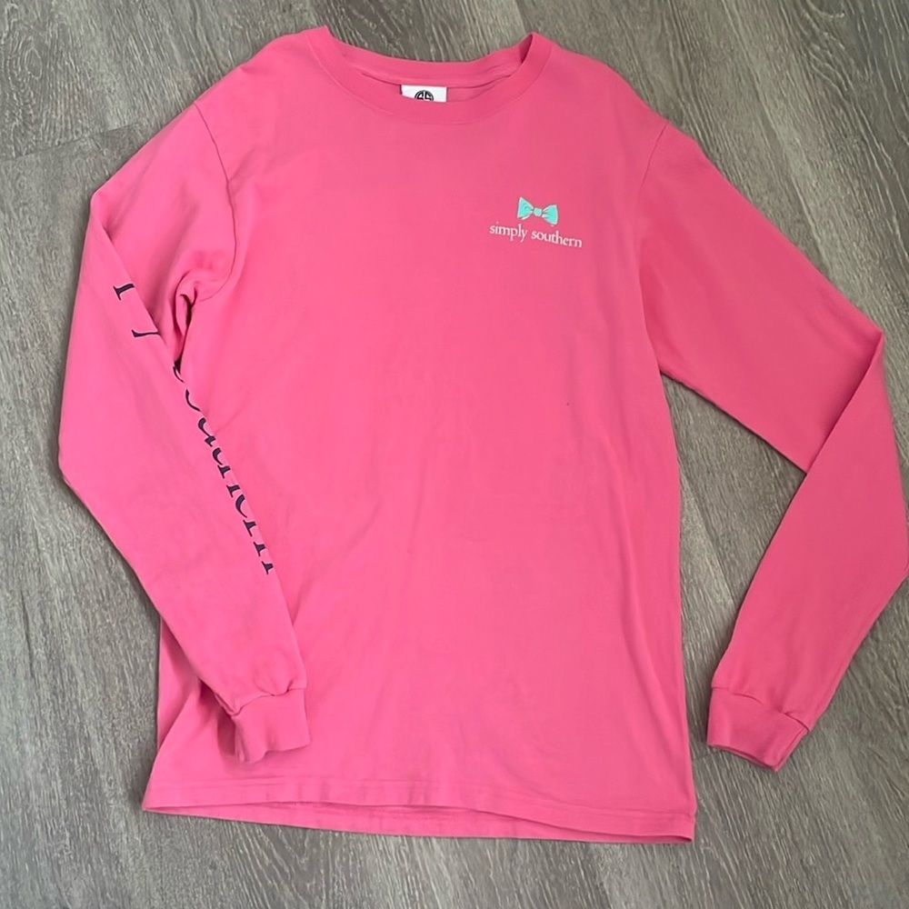 Simply Southern Collection Girls in Pearls Guys in Ties Long Sleeve size S